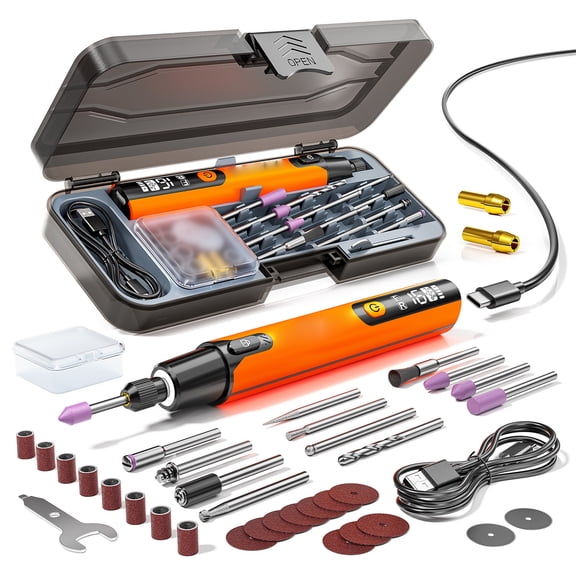 Mini Rotary Tool Kit, Cordless Electric Engraving Pen with Digital Display and Built in Light, Handheld Grinding Polishing Drilling Small Tool Set, 39 Accessories with Portable