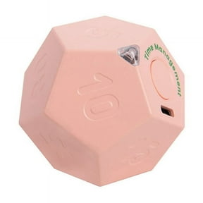 Mini Rotate Dodecagon Rechargeable Sound Vibrate Light Alarm Flip Countdown for Timemanager Pink
