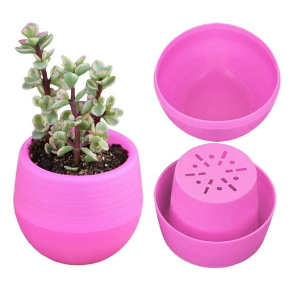 Mini Round Flower Pots 1 Pack - Small Plant Containers with Drainage Holes, Decorative Pots for Home Office Indoor Plants, Hot Pink