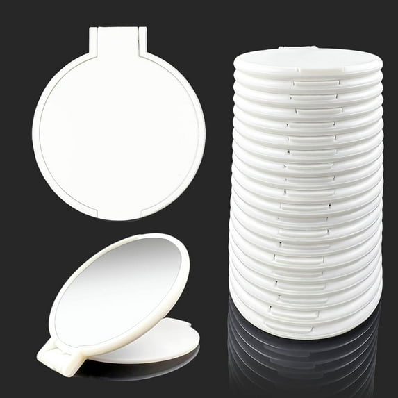 Mini Round Folding Mirror Portable Pocket Mirror Makeup Mirror for Purse Travel Makeup Mirror for Women Girls Daily Use (20 Pcs White)