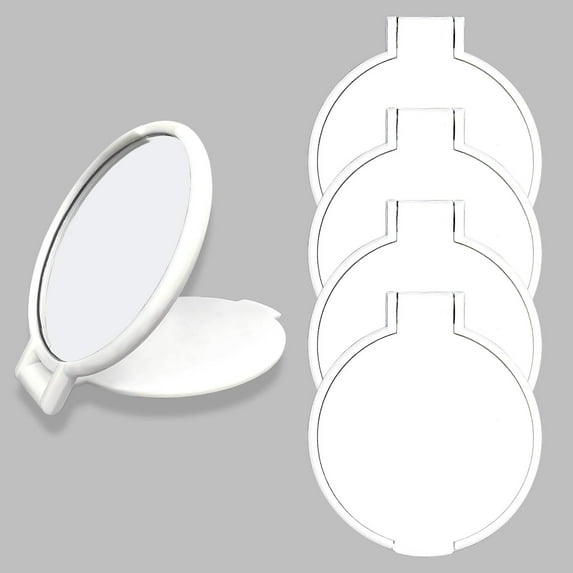 Mini Round Folding Mirror Portable Pocket Mirror Makeup Mirror for Purse Travel Makeup Mirror for Women Girls Daily Use (4 Pcs White)
