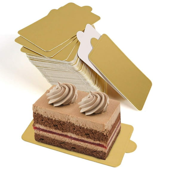 Mini Round Golden Cardboard Cake Base, Mousse Cake Boards 100PCS Paper Plates Circle Dessert Board Base Grease