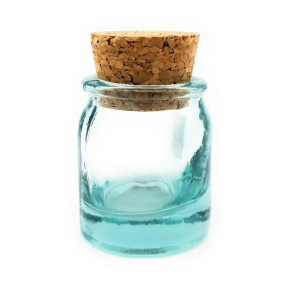 Mini Round Green Glass Bottle .75 Ounce