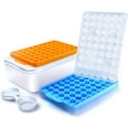 thumbnail image 1 of Mini Round Ice Cube Tray with Lid and Bin, 2 pack Silicone Ice Cube Trays for Freezer,Circle Ice Mold,Ice Trays for Freezer Making 100pcs 20mm Sphere Ice Balls Chilling Cocktail Whiskey Coffee, 1 of 5