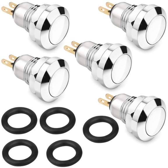 Mini Round Push Button Switch Self-Reset 8mm DC36V/2A Golden Contact 5PCS