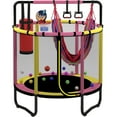 thumbnail image 1 of Mini Round Trampoline for Kids with Basketball Hoop, SEGMART 55'' Indoor Outdoor Toddler Trampoline with Enclosure Net, Swing, Sandbag, Ring, Ocean Balls, Small Trampoline Gift for Boys Girls, Pink, 1 of 11