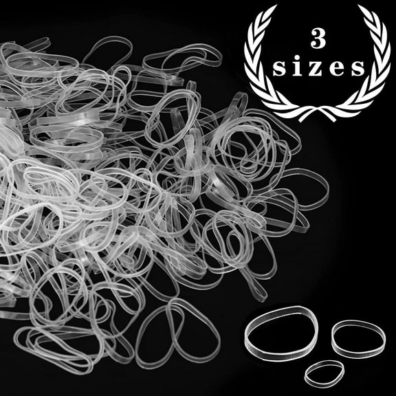 Mini Rubber Bands for Hair, 3 Size Hair Ties Soft Elastic Bands 1200 pcs Polyband Elastics for Women Kids Braids Hair (white)