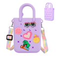 thumbnail image 1 of Mini Rubber Tote Bag, EVA Waterproof Beach Tote for Little Girls And Woman, Silicone Hole Small Beach Tote for Travel Outdoor, Cute Rubber Beach Bag with 20 Charms & Adjustable Shoulder Strap, 1 of 7