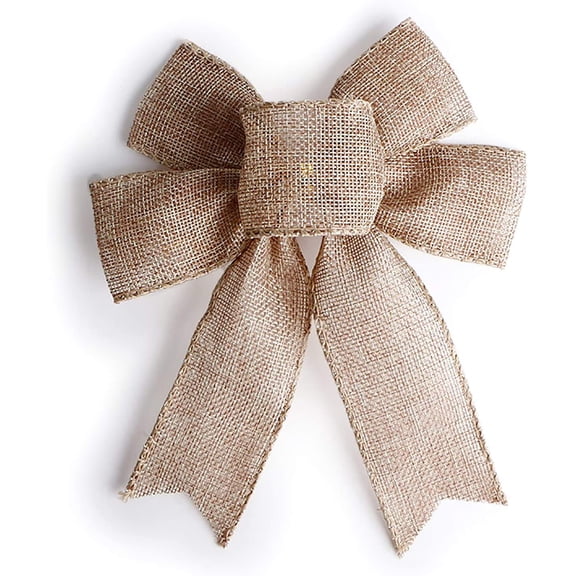 Mini Rustic Jute Bows Burlap Wreaths Bows Christmas Tree Topper for Wedding Holiday Birthday Party Decoration