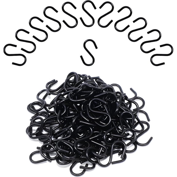 Mini S Hooks 1/2 Inch Black Steel Clips for Christmas Ornaments and Jewelry Display 100 Pieces