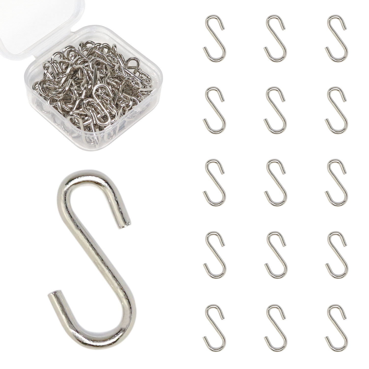 Mini S Hooks Connectors S Shaped Wire Hook Hangers 100pcs Hanging Hooks for  DIY Crafts, Hanging Jewelry, Key Chain, Tags, Fishing Lure, Net Equipment