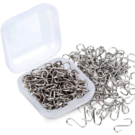 Mini S Hooks Latch Connectors, Ornament Small Wire Hook Kits Metal S-Shaped Hooks for DIY Crafts Jewelry Key Chain Tags,Topboutique Ornament Hangers for Christmas Tree Decoration,Silver,100 Pcs