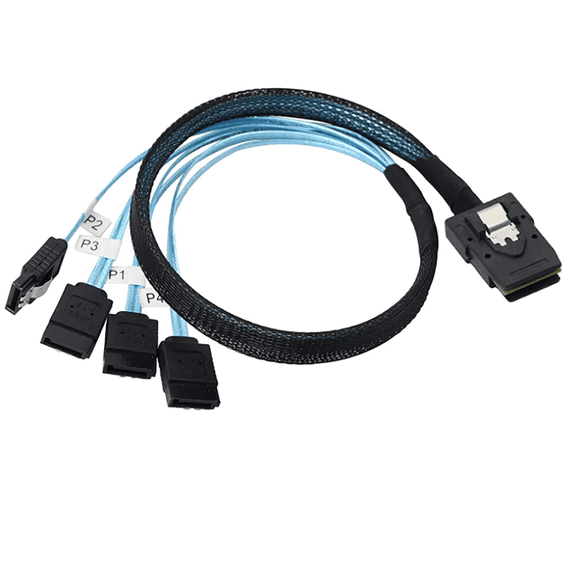Mini SAS 8087 to 4 SATA 4.0 Straight Head Solid State Drive Data Cable High Speed Connector for Enhanced Performance and Reliability(0.5m/20in))