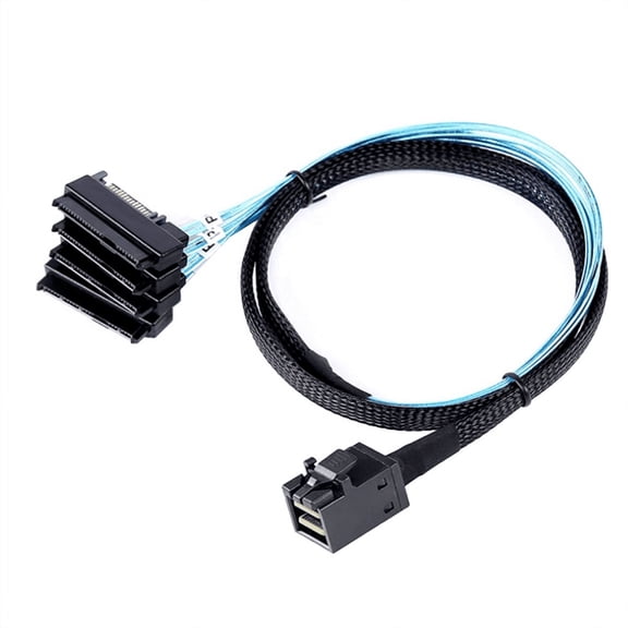 Mini SAS HD 12G SFF8643 to 4 29 Pin SFF8482 Cable Connectors with 15 SATA Power Connector Controller