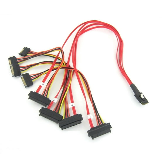 Mini SAS SFF-8087 x 4 Fan Out to 4 SAS 29 Pin Female with 15 Pin SATA Power