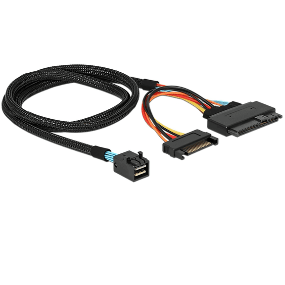 Mini SAS SFF-8643 to U.2 SFF-8639 Cable PCIe 4.0 X4 85 Ohm 15 Pin SATA Power NVMe SSD Hot Swap Compatible High-Speed Data Transfer Cable Adapter