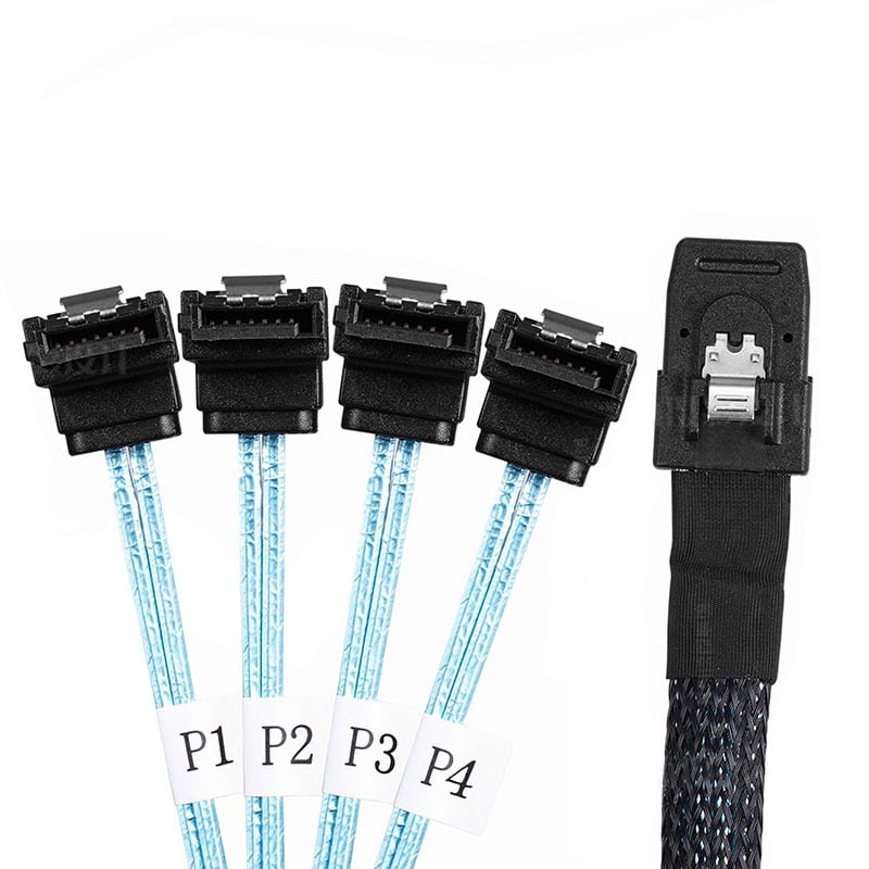 Mini SAS SFF8087 To 4 SATA Right Angled Cable 36P To 4 SATA 7P Cable 12Gbps Hard Drive Server Cable