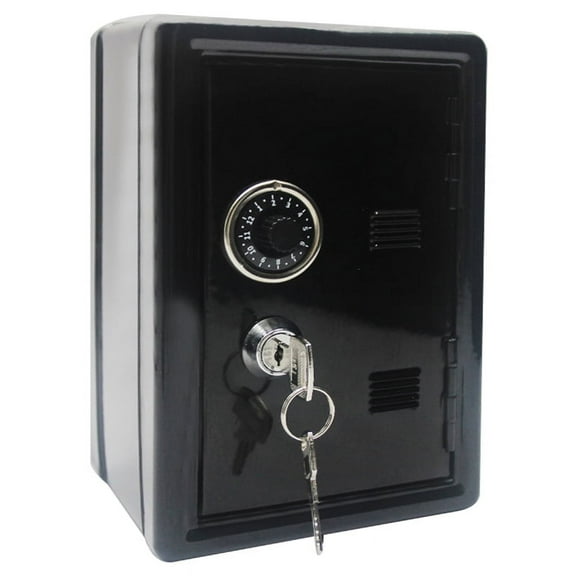 Mini Safe - 7x 4.7x 3.9 inch Safe Box, Simulation Safe Storage Box for Secure Cash Jewelry, ID Documents - Security Lock Case W/ 2 Keys (Black)