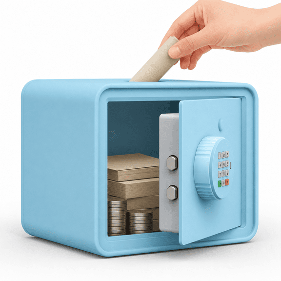 Mini Safe Blue Steel Security Box with Keypad and Key Lock