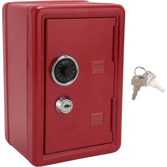 Mini Safe Box with Password Lock - Metal Security Box for Cash, Jewelry & Valuables | Portable Design, Digital Locking, Slot for Easy Deposit, Red