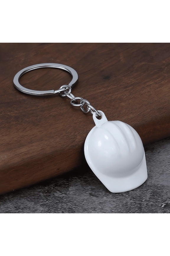 Mini Safety Helmet Keychain , silver Hard Hat Key Ring for Construction Workers & Gifts