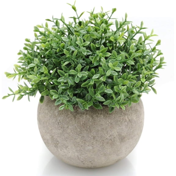 Mini Sage Green Potted Boxwood Topiary Artificial Plants for Home Decor Indoor, Farmhouse House Plant Office Small Desk Shelf Apartment Coffee Bar Bathroom Guest Room, Fake