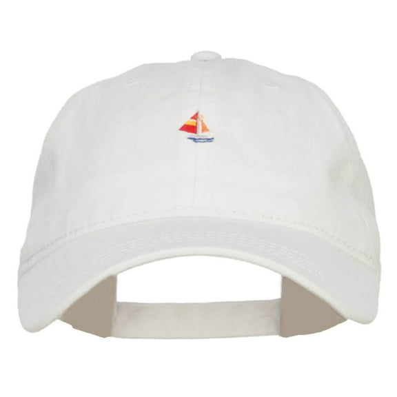 Mini Sailboat Embroidered Washed Cap - White OSFM