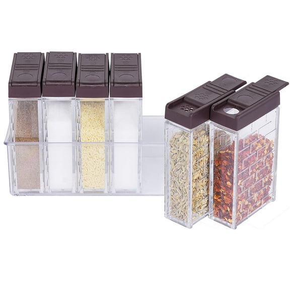 Mini Salt and Pepper Shakers With Lid, Plastic Spice shaker Seasoning Shaker, Travel Spice Containers without Spices,Transparent Seasoning Box- Set of 6