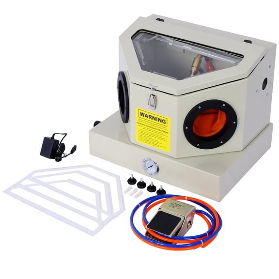 Mini Sandblaster - Ergonomic and Compact Design for Precise Sandblasting, with Heavy Steel Construction and Built-in Blast Gloves for No Sand Leakage, Bright LED Lighting System