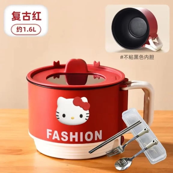 Mini Sanrio Hello Kitty Electric Cooking Pot Kitchen Pots Kawaii Multifunction Non-stick Steaming Instant Noodle Christmas Gifts