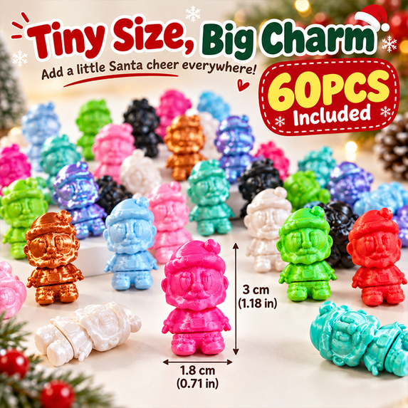 Santa Items Mini Santa Figurines, 60 Pieces, Random Mixed Colors, 3D Printed ...