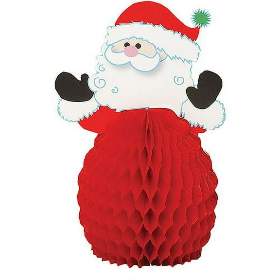 Mini Santa Holiday Honeycomb Decorations, 4-Count