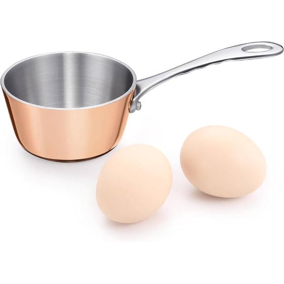 Mini Sauce Pan, Tri-Ply Stainless Steel Pot with Stay-Cool Handle Heating Sauce Gravy & Oil (5oz/150ml) - Copper