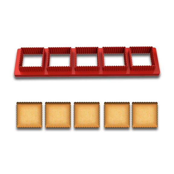 Mini Scalloped Square Cookie Cutter Set - 5 Squares (1"), Perfect for Baking & Fondant