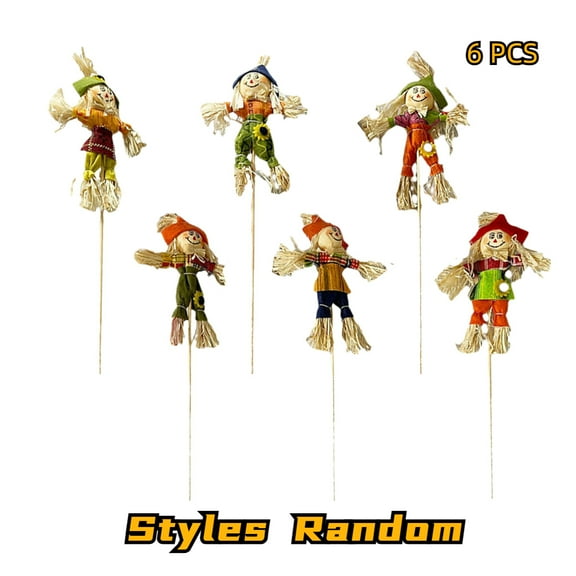 Mini Scarecrow Fall Decoration for Home, Halloween, Thanksgiving, Garden, Home, Outside(Random Style,6 Pieces)