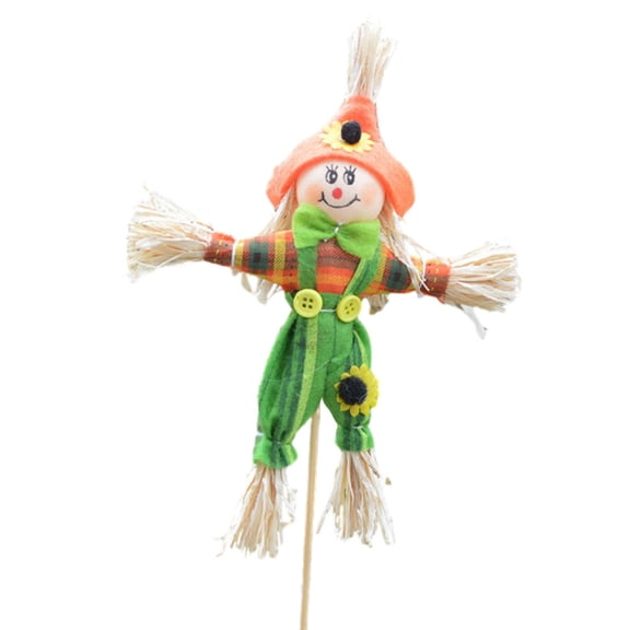 Mini Scarecrow on a Stick Fall Decoration Small Scarecrow Thanksgiving Decor Autumn Fall Harvest Standing Scarecrow Decor for Autumn, Halloween, Thanksgiving, Garden, Home, Yard, Porch