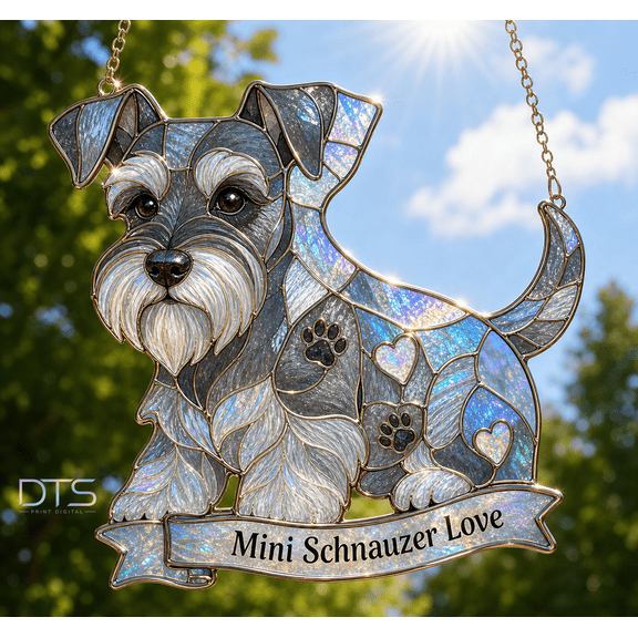 Mini Schnauzer Acrylic Window Hanging Gift, Dog Suncatcher for Schnauzer Lovers