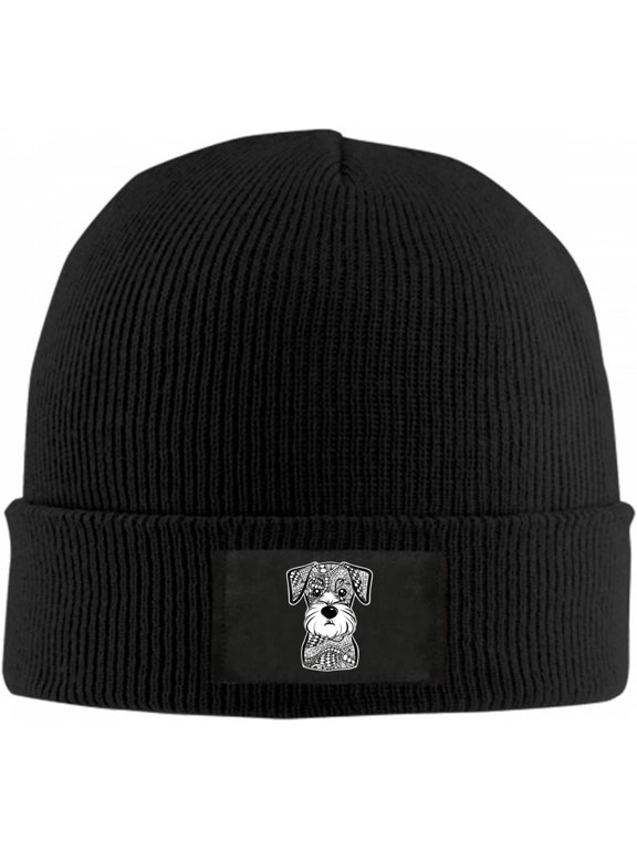 Mini Schnauzer Dog Beanie Hat for Women Men Winter Hat Cuffed Winter Beanie Warm Skull Cap Plain Knit Hat Cap
