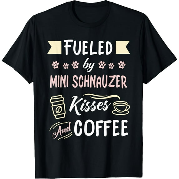 Mini Schnauzer Mom Coffee Lover T-ShirtMen and women, Black T-shirt, size: Extra large