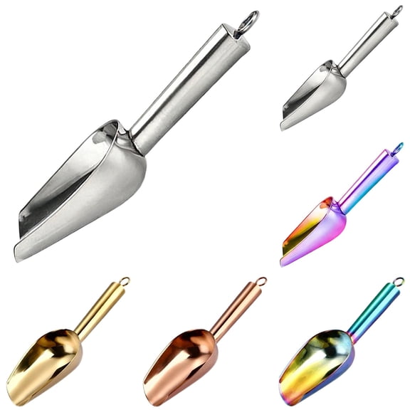 Mini Scoop Set of 7, Small Canister Jar Gold Colorful Candy Utility Scoops,Stainless Steel for Kitchen Scooping, Multi Purpose Free Ice/Grain//Candy/Coffee Spoon Assorted Colors(7 Pcs)