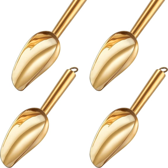 Mini Scoop Set of 4, 3 Oz Small Canister Jar Gold Candy Utility Scoops Stainless Steel for Kitchen Scooping, Dishwasher Safe