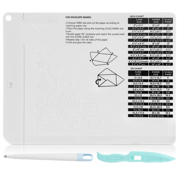 Mini Score Board for Paper Craft 6.46x8.5inch Multipurpose Scoring Board with Bone Folder for Crafting Make Envelope Box Card Precision Photo and More