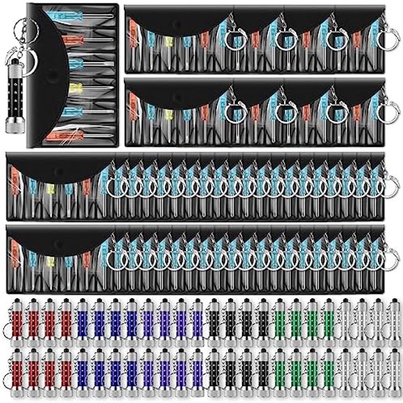 Mini Screwdriver Keychain Set Includes Screwdriver LED Lights Keychain Mini Hand Tool Father's Day Gifts for Adults Men Construction Party Favors(96 Pcs)$$Tools & Hardware Other