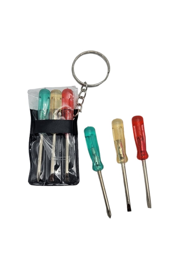 Mini Screwdriver Set Keychain with 3 Tools (2.5") 12 Pack