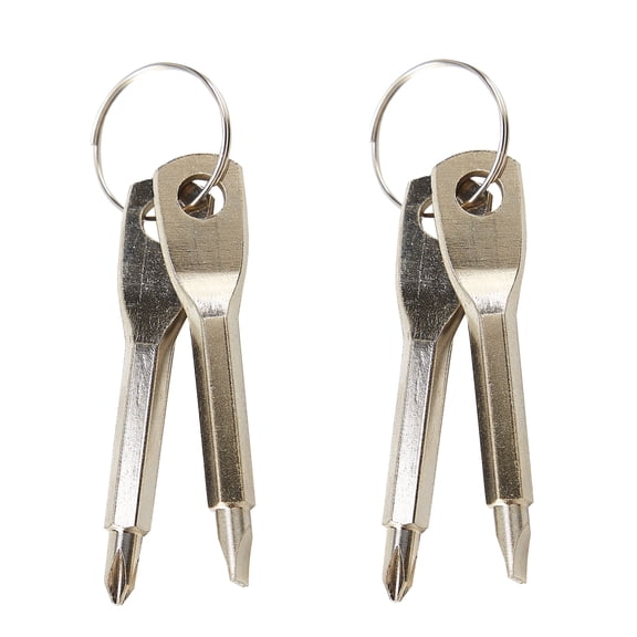 Mini Screwdriver Set with Key Ring, 4 Pieces, Stainless Steel, Flathead and Phillips Head, Silver