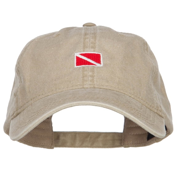 Mini Scuba Flag Embroidered Washed Cap - Khaki OSFM