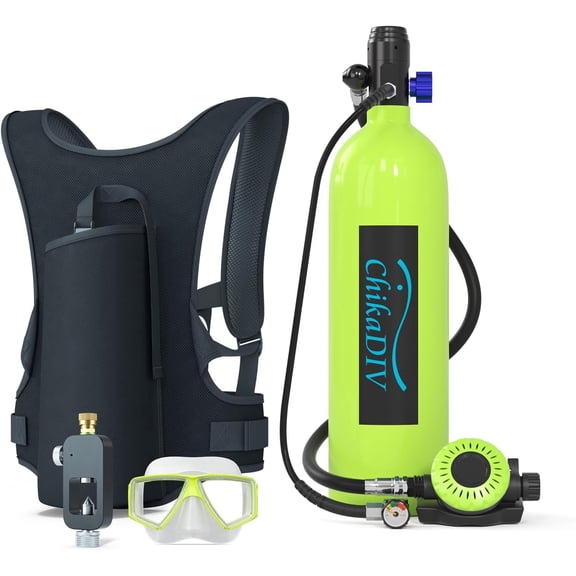 Mini Scuba Tank 1.9L Lung Tank for Adult Portable Scuba Diving Tank Kit for Underwater Entertainment, Pony Bottle for Emergency Rescue