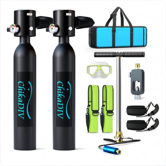 Mini Scuba Tank, Lung Tank Kit with Pump, 0.5L Portable Diving Tank Gear Underwater and Equipment (Black)