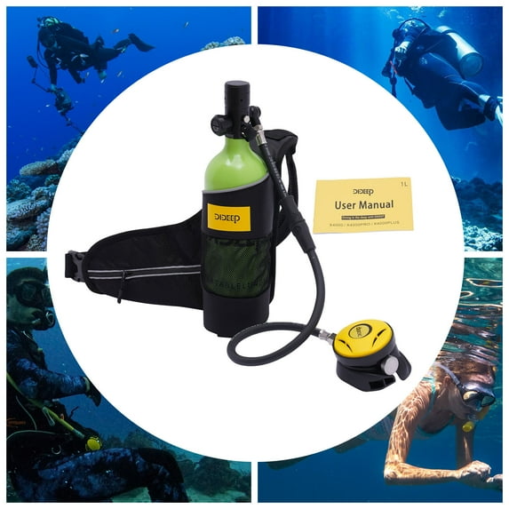 Mini Scuba Tank Refillable Oxygen Cylinder with 1L Capacity Scuba Tank with 15-20 Minutes Underwater Diving Gear for Diver Portable Diving and Snorkeling Equipment