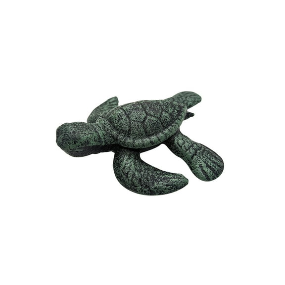 Mini Sea Turtle Figure Cast Iron Paperweight Heavy Weight Desk Accessory Nautical Home Office Decor